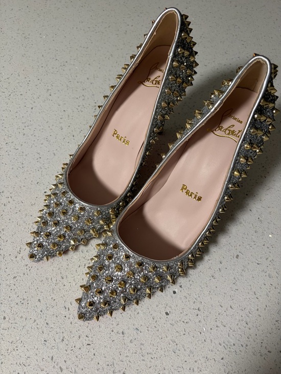 Christian Louboutin Shoes - Christian Louboutin Silver & Gold Stud Pointed Heels